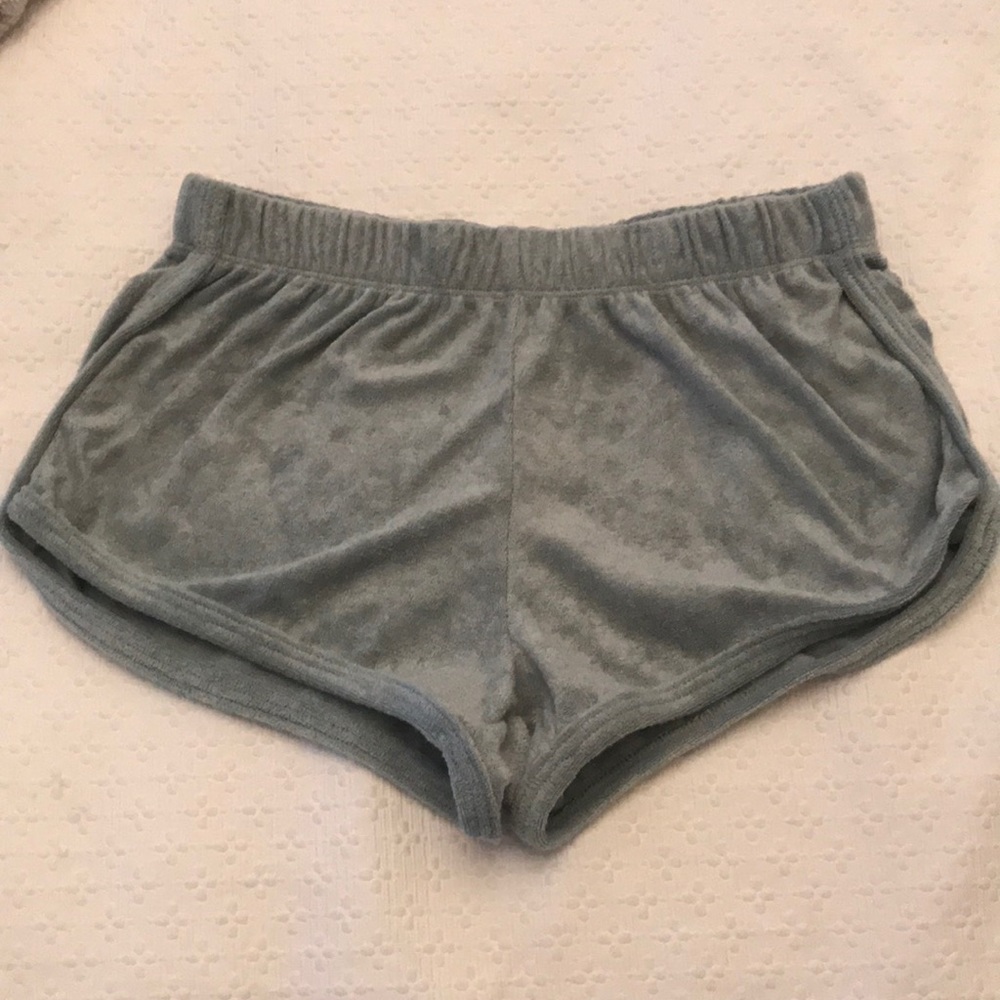 Mint Green Velvet Shorts